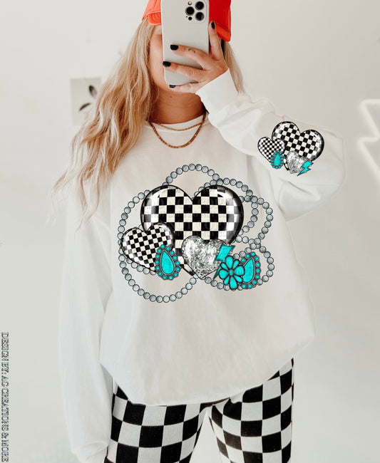Checker Conches & Hearts Crewneck