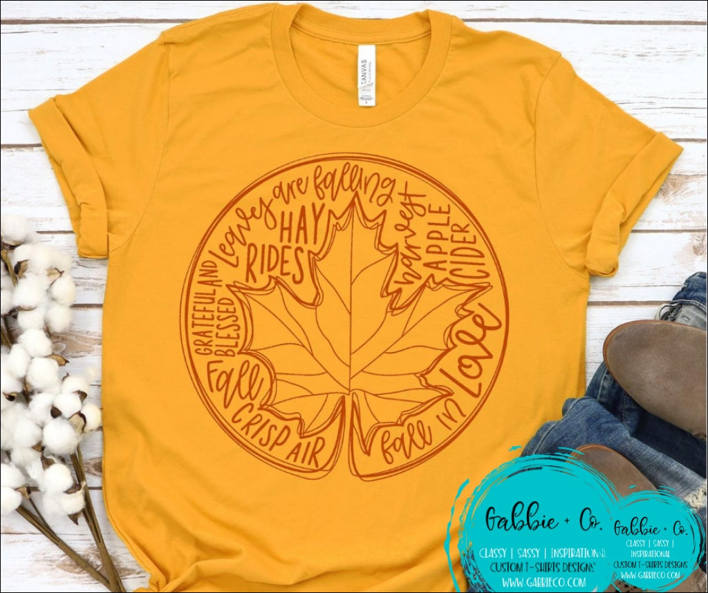 Fall Leaf Word Art T-Shirt
