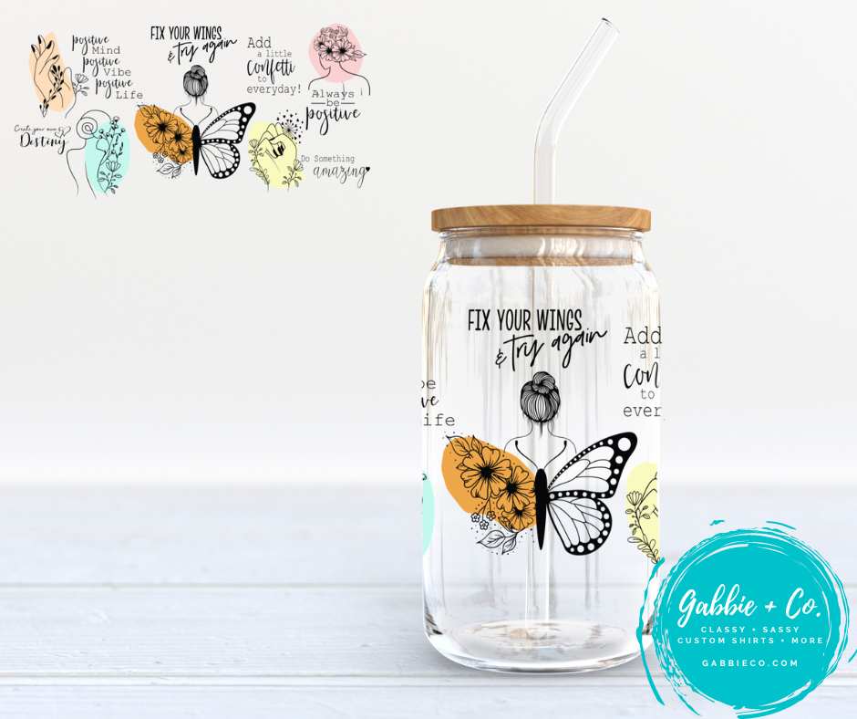 Fix your wings Glass Libby Cup – Gabbie + Co.